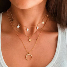 Carica l&#39;immagine nel visualizzatore di Gallery, Collana con ciondolo in oro con croce multistrato bohémien per donna, collane girocollo con lettera punk 2020, regalo per gioielli con parole di moda