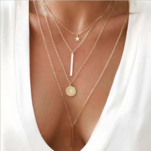 Carica l&#39;immagine nel visualizzatore di Gallery, Collana con ciondolo in oro con croce multistrato bohémien per donna, collane girocollo con lettera punk 2020, regalo per gioielli con parole di moda