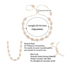 New Boho Shells Neckalce Women Summer Beach Conch Shell Choker Black White Rope Collar Chain Natural Seashell Necklaces Jewelry