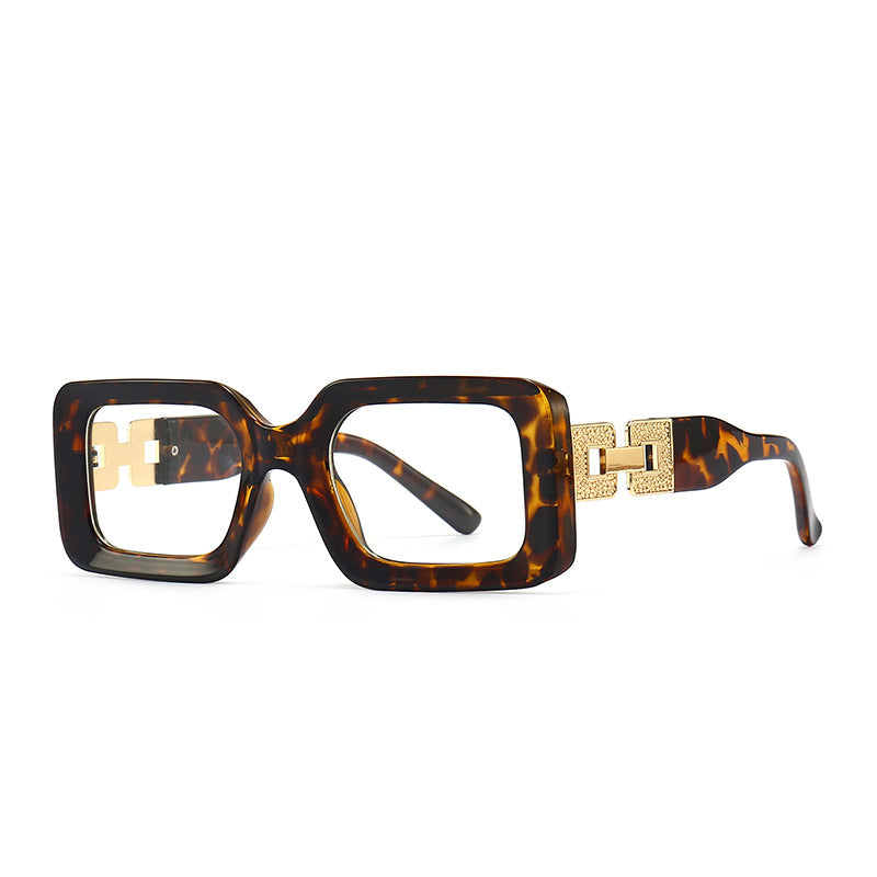 Brand Anti Blue Light Rectangle Glasses Frames Oversized Chain Men Women Clear Computer Eyeglasses