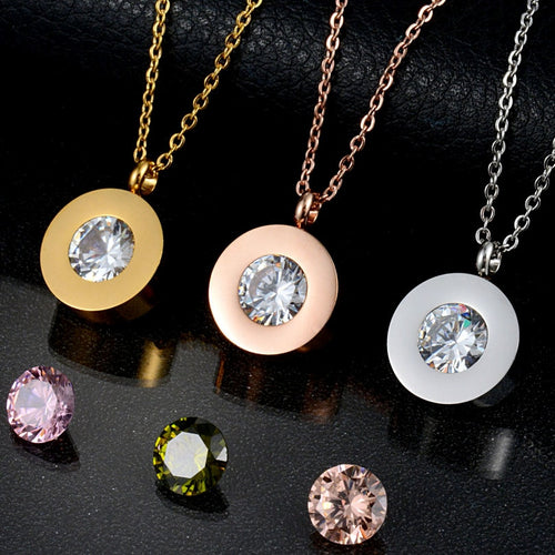 New Brand Crystal Chain Necklace Stainless Steel Jewelry Interchangeable CZ Stone Necklace for Women