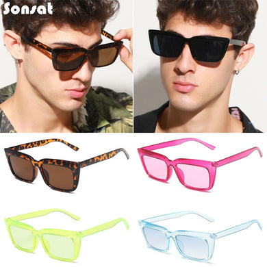 Brand Designer Cat Eye Sunglasses Personality Fluorescent Green Simple Frame Sun Glasses  Female Glasses Male UV400