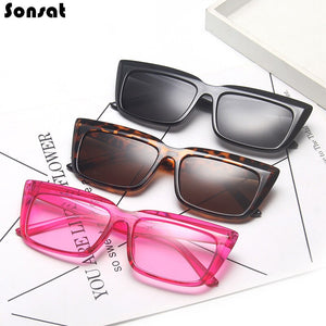 Brand Designer Cat Eye Sunglasses Personality Fluorescent Green Simple Frame Sun Glasses  Female Glasses Male UV400