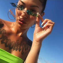 Load image into Gallery viewer, Brand Designer Flame Rimless Gradient Sun Glasses Shades Cutting Lens Ladies Frameless Eyeglasses Retro Sunglasses