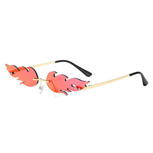 Brand Designer Flame Rimless Gradient Sun Glasses Shades Cutting Lens Ladies Frameless Eyeglasses Retro Sunglasses