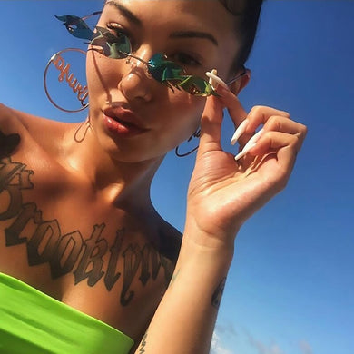 Brand Designer Flame Rimless Gradient Sun Glasses Shades Cutting Lens Ladies Frameless Eyeglasses Retro Sunglasses
