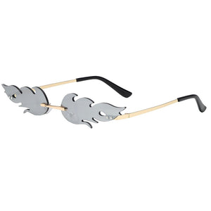 Brand Designer Flame Rimless Gradient Sun Glasses Shades Cutting Lens Ladies Frameless Eyeglasses Retro Sunglasses