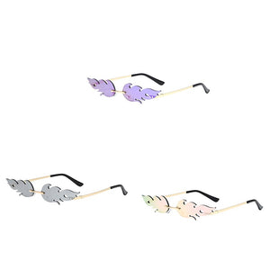 Brand Designer Flame Rimless Gradient Sun Glasses Shades Cutting Lens Ladies Frameless Eyeglasses Retro Sunglasses