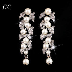 New Brand Fashion Bijoux Jewelry for Brides Top Crystal & Simulated Pearl Stud Earrings for Women Wedding Party Engagement B011