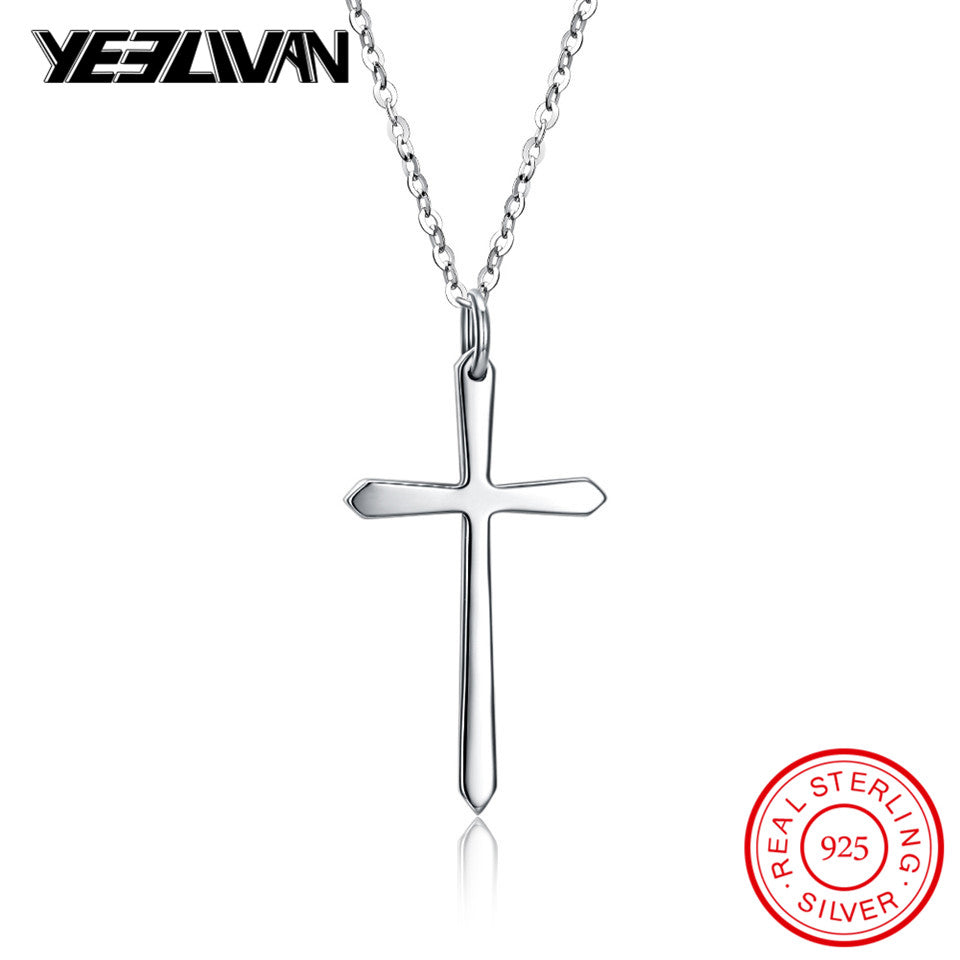 New Brand Polished Religion Cross Necklaces & Pendants Vintage Authenticate 925 Sterling Silver Jewelry Best Friend Box Gifts