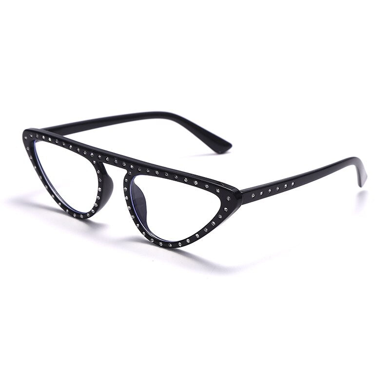 Cat Eye Anti-Blue Light Optical Glasses 2023 Women Men Small Frames Diamond Computer Glasses Female Can Wear Myopia Eyewear