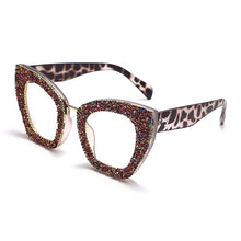 Load image into Gallery viewer, Cat Eye Glitter Glasses Frames Women  Diamond Sunglasses Clear Lens Shiny Rhinestone Eyewear Optical Frames