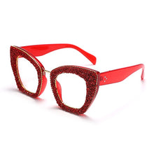 Load image into Gallery viewer, Cat Eye Glitter Glasses Frames Women  Diamond Sunglasses Clear Lens Shiny Rhinestone Eyewear Optical Frames