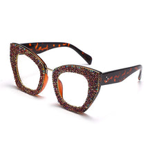 Load image into Gallery viewer, Cat Eye Glitter Glasses Frames Women  Diamond Sunglasses Clear Lens Shiny Rhinestone Eyewear Optical Frames