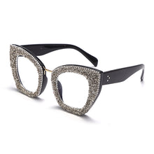 Carica l&#39;immagine nel visualizzatore di Gallery, Cat Eye Glitter Glasses Frames Women  Diamond Sunglasses Clear Lens Shiny Rhinestone Eyewear Optical Frames