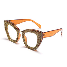 Load image into Gallery viewer, Cat Eye Glitter Glasses Frames Women  Diamond Sunglasses Clear Lens Shiny Rhinestone Eyewear Optical Frames