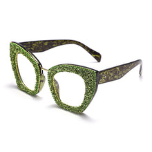 Carica l&#39;immagine nel visualizzatore di Gallery, Cat Eye Glitter Glasses Frames Women  Diamond Sunglasses Clear Lens Shiny Rhinestone Eyewear Optical Frames