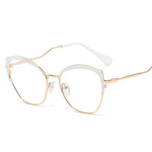 Carica l&#39;immagine nel visualizzatore di Gallery, Cat Eye Metallo Specchio Piatto Donne 2023 Del Progettista di Marca Lente Ottica Trasparente Gambe Uniche Retro Occhiali Cornice Miopia Oculos 