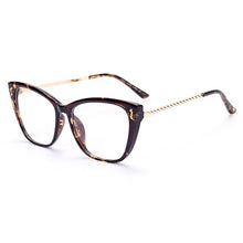 Carica l&#39;immagine nel visualizzatore di Gallery, Cat Eye Metal Glasses Frame Woman Leopard Glasses Frames Transparent Color Optics Glasses Frame Unisex