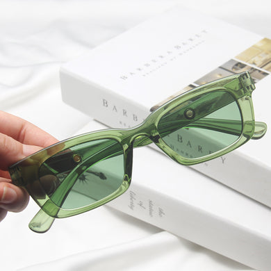Cat Eye Rectangle Vintage Sunglasses Women Brand Designer Retro Points Clear Green Sun Glasses Female Lady Eyeglass