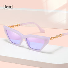 Carica l'immagine nel visualizzatore di Gallery, Cat Eye Sunglasses For Women  Sun Glasses Vintage Trending Female Metal Chain Temples Small Frame Shades UV400