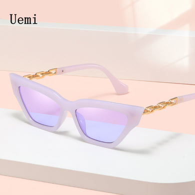Cat Eye Sunglasses For Women  Sun Glasses Vintage Trending Female Metal Chain Temples Small Frame Shades UV400