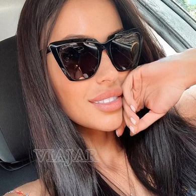 Cat Eye Sunglasses Women 2023 Black  Brand Designer Vintage Oversized Women Sun Glasses Shades óculos de sol
