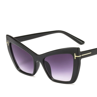 Cat Eye Sunglasses Women Brand Designer Flat Lights Personality Frames T-Cat Eyes Sun Glasses For Men Okulary
