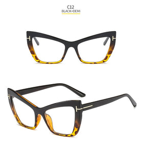 Cat Eye Sunglasses Women Brand Designer Flat Lights Personality Frames T-Cat Eyes Sun Glasses For Men Okulary