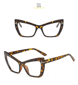 Cat Eye Sunglasses Women Brand Designer Flat Lights Personality Frames T-Cat Eyes Sun Glasses For Men Okulary