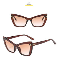 Load image into Gallery viewer, Cat Eye Sunglasses Women Brand Designer Flat Lights Personality Frames T-Cat Eyes Sun Glasses For Men Okulary