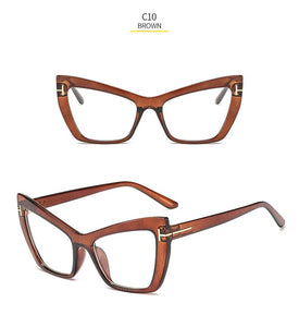 Cat Eye Sunglasses Women Brand Designer Flat Lights Personality Frames T-Cat Eyes Sun Glasses For Men Okulary