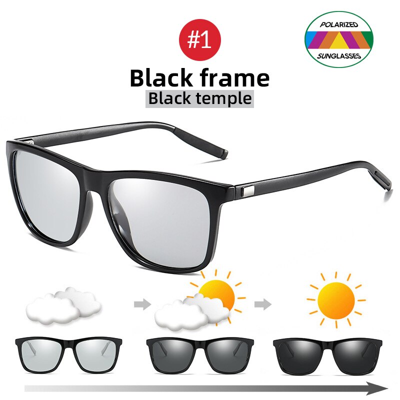 Change Color Photochromic Sunglasses Men Polarized Chameleon Glasses Male Sun Glasses Day Night Vision Driving Eyewear Gafas