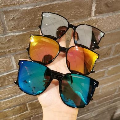 Children Cute Personality Shape Round Sunglasses Girl Boy Shiny coating Double Color Vintage Sunglasses UV Protection