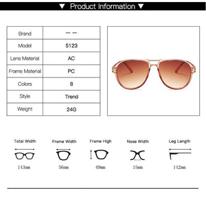 Classic Double Beam Large Frame toad glasses retro round t word sunglasses for male pilots sunglasses