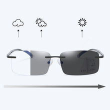 Load image into Gallery viewer, Classic Rimless Photochromic Reading Glasses Progressive Multifocal Magnifier Ultralight Computer Eyewear