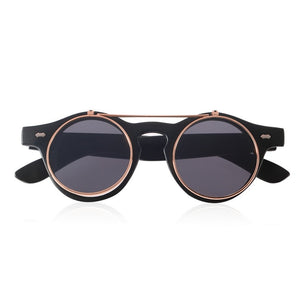 Classic Steampunk Goth Glasses Goggles Round Flip Up Sunglasses Retro Vintage Accessories Trend Round Eyeglass Trend