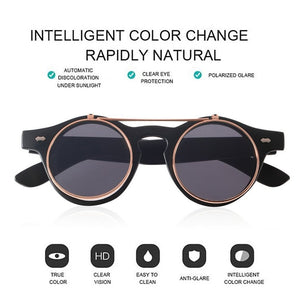 Classic Steampunk Goth Glasses Goggles Round Flip Up Sunglasses Retro Vintage Accessories Trend Round Eyeglass Trend