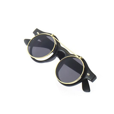 Occhiali classici Steampunk Goth Occhiali da sole rotondi Flip Up Accessori retrò vintage Trend tendenza occhiali rotondi 