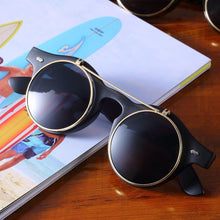 Load image into Gallery viewer, Classic Steampunk Goth Glasses Goggles Round Flip Up Sunglasses Retro Vintage Accessories Trend Round Eyeglass Trend