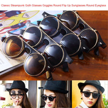 Load image into Gallery viewer, Classic Steampunk Goth Glasses Goggles Round Flip Up Sunglasses Retro Vintage Accessories Trend Round Eyeglass Trend