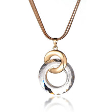 Load image into Gallery viewer, New Clear Crystal Circles Pendant Necklace Gold Chains Elegant Round Pendant Sweater Long Necklace Fashion Jewelry Party Gifts