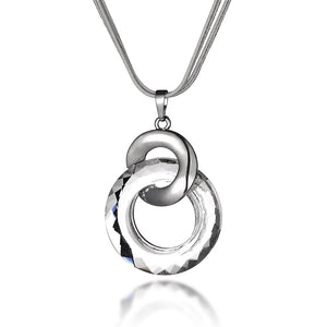 New Clear Crystal Circles Pendant Necklace Gold Chains Elegant Round Pendant Sweater Long Necklace Fashion Jewelry Party Gifts