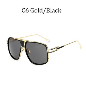 Couple Flat Top  Driving Sunglasses Men 18K Gold Big Frame Square Women Sunglasses Shades Brad Pitt Men Sun Glasses
