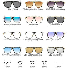 Load image into Gallery viewer, Couple Flat Top  Driving Sunglasses Men 18K Gold Big Frame Square Women Sunglasses Shades Brad Pitt Men Sun Glasses