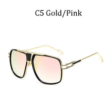 Load image into Gallery viewer, Couple Flat Top  Driving Sunglasses Men 18K Gold Big Frame Square Women Sunglasses Shades Brad Pitt Men Sun Glasses