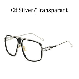 Couple Flat Top  Driving Sunglasses Men 18K Gold Big Frame Square Women Sunglasses Shades Brad Pitt Men Sun Glasses