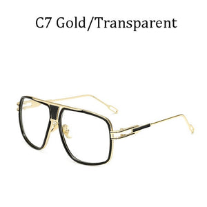 Couple Flat Top  Driving Sunglasses Men 18K Gold Big Frame Square Women Sunglasses Shades Brad Pitt Men Sun Glasses