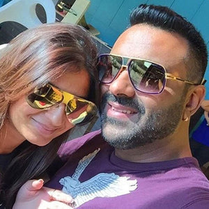 Couple Flat Top  Driving Sunglasses Men 18K Gold Big Frame Square Women Sunglasses Shades Brad Pitt Men Sun Glasses
