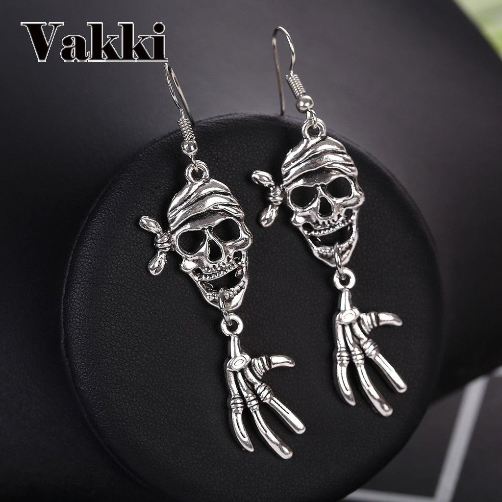 New Creative Punk Metal Earring Halloween D Vintage Bone Skull Skeleton Earrings Big Punk Men Women Ear Jewelry